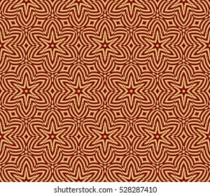 seamless flower pattern. abstract vector illustration. gold on red. for design invitation, background, wallpaper