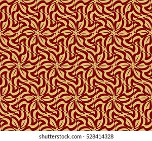 seamless flower pattern. abstract vector illustration. gold on red. for design invitation, background, wallpaper