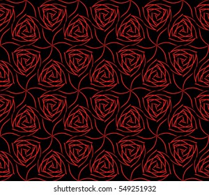 seamless flower pattern. abstract vector illustration. black on red. for design invitation, background, wallpaper