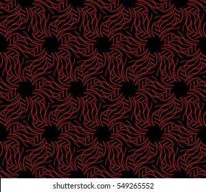 seamless flower pattern. abstract vector illustration. black on red. for design invitation, background, wallpaper