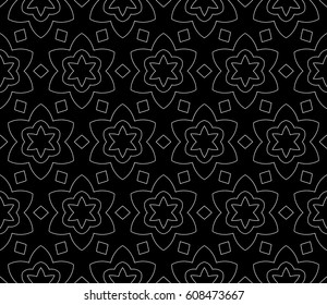 seamless flower pattern. abstract vector illustration. black on silver. for design invitation, background, wallpaper