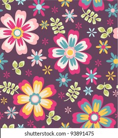 Seamless Flower Pattern Background Stock Vector (Royalty Free) 93891475 ...