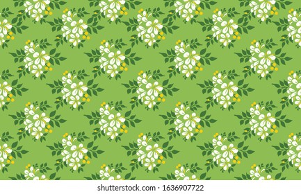 Seamless flower pattern background for spring, with leaf and floral decorative.