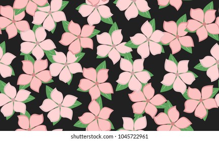 Seamless Flower Pattern. Beautiful Spring Background with Pink Flowers in Vintage Style. Seamless Flowers with Leaves for Banner, Textile, Fabric, Wallpaper, Postcard, Invitation, Paper, Wrapping