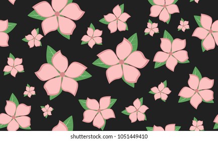 Seamless Flower Pattern. Beautiful Spring Background with Pink Flowers in Vintage Style. Seamless Flowers with Leaves for Banner, Textile, Fabric, Wallpaper, Postcard, Invitation, Paper, Wrapping