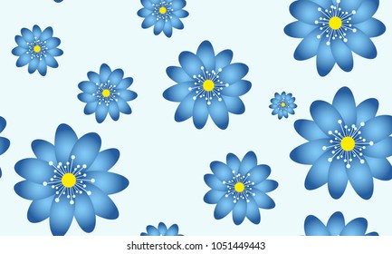 Seamless Flower Pattern. Beautiful Spring Background in Hipster Style. Vector Snowdrops or Daisies. Seamless Flowers for Tile, Textile, Fabric, Wallpaper, Card, Invitation, Paper, Wrapping, Textile.