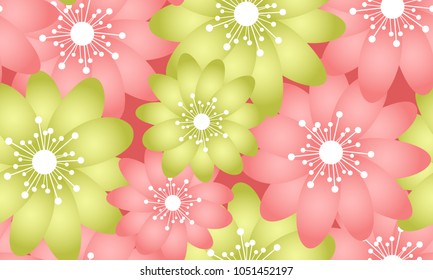 Seamless Flower Pattern. Beautiful Spring Background in Hipster Style. Vector Snowdrops or Daisies. Seamless Flowers for Tile, Textile, Fabric, Wallpaper, Card, Invitation, Paper, Wrapping, Textile.