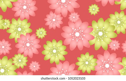 Seamless Flower Pattern. Beautiful Spring Background in Hipster Style. Vector Snowdrops or Daisies. Seamless Flowers for Tile, Textile, Fabric, Wallpaper, Card, Invitation, Paper, Wrapping, Textile.