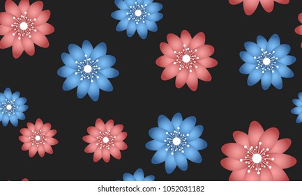 Seamless Flower Pattern. Beautiful Spring Background in Hipster Style. Vector Snowdrops or Daisies. Seamless Flowers for Tile, Textile, Fabric, Wallpaper, Card, Invitation, Paper, Wrapping, Textile.