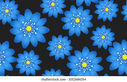 Seamless Flower Pattern. Beautiful Spring Background in Hipster Style. Vector Snowdrops or Daisies. Seamless Flowers for Tile, Textile, Fabric, Wallpaper, Card, Invitation, Paper, Wrapping, Textile.