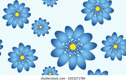 Seamless Flower Pattern. Beautiful Spring Background in Hipster Style. Vector Snowdrops or Daisies. Seamless Flowers for Tile, Textile, Fabric, Wallpaper, Card, Invitation, Paper, Wrapping, Textile.