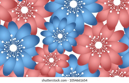 Seamless Flower Pattern. Beautiful Spring Background in Hipster Style. Vector Snowdrops or Daisies. Seamless Flowers for Tile, Textile, Fabric, Wallpaper, Card, Invitation, Paper, Wrapping, Textile.