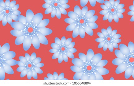 Seamless Flower Pattern. Beautiful Spring Background in Vintage Style. Vector Snowdrops or Daisies. Seamless Flowers for Tile, Textile, Fabric, Wallpaper, Card, Invitation, Paper, Wrapping, Textile.