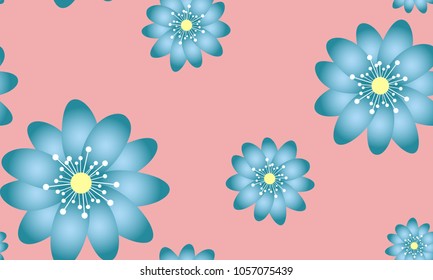 Seamless Flower Pattern. Beautiful Spring Background in Pastel Color Design. Vector Snowdrops or Daisies. Seamless Flowers for Tile, Textile, Fabric, Wallpaper, Invitation, Paper, Wrapping, Textile.
