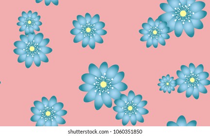Seamless Flower Pattern. Beautiful Spring Background in Pastel Color Design. Vector Snowdrops or Daisies. Seamless Flowers for Tile, Textile, Fabric, Wallpaper, Invitation, Paper, Wrapping, Textile.