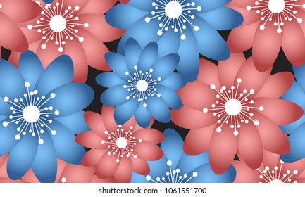 Seamless Flower Pattern. Beautiful Spring Background in Hipster Style. Vector Snowdrops or Daisies. Seamless Flowers for Tile, Textile, Fabric, Wallpaper, Card, Invitation, Paper, Wrapping, Textile.