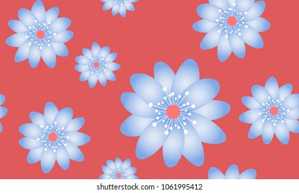 Seamless Flower Pattern. Beautiful Spring Background in Vintage Style. Vector Snowdrops or Daisies. Seamless Flowers for Tile, Textile, Fabric, Wallpaper, Card, Invitation, Paper, Wrapping, Textile.