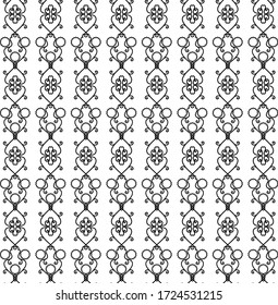 seamless flower pattern. black outline drawing by hand. ornate monochrome ornament. pattern, print.