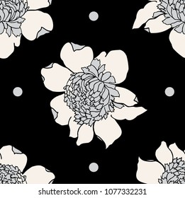 seamless flower pattern black and white