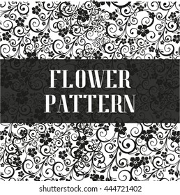 Seamless flower pattern in black and white style. Vector illustration. Decorative flowers and design elements for textile, book covers, manufacturing, invitations, greeting cards, print, gift wrap.