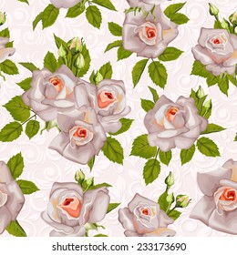 Seamless  flower pattern with bouquet of roses on floral background