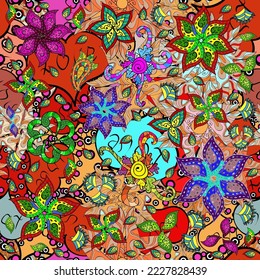 El patrón de flores sin foco puede ser utilizado para papel de pared, fondo de sitio web, papel de envoltura, invitación, volante, banner o sitio web. Ilustración de vectores dibujada a mano. De elementos de doodle.