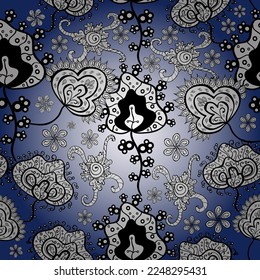 Seamless flower pattern can be used for wallpaper, website background, wrapping paper, invitation, flyer, banner or website. Of bright elements. Hand drawn Vector illustration.