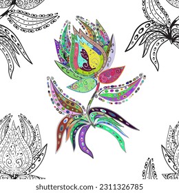 seamless flower pattern can be used for wallpaper, website background, wrapping paper, invitation, flyer, banner or website. Hand drawn vector illustration of doodle elements.