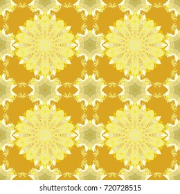 Seamless flower pattern can be used for wallpaper. Flowers on yellow, beige and neutral colors. Vector illustration.
