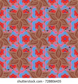 Seamless flower pattern can be used for wallpaper, website background, wrapping paper, invitation, flyer, banner or website. Hand drawn Vector illustration. Of bright elements.