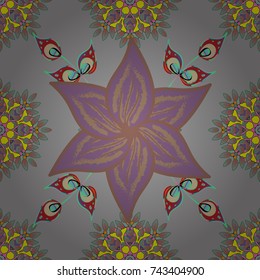 Seamless flower pattern can be used for wallpaper, website background, wrapping paper, invitation, flyer, banner or website. Hand drawn Vector illustration. Of bright elements.