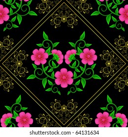 Seamless flower pattern. Clipping mask is used