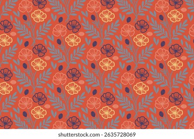 seamless flower pattern with cotton and rose outlines for bedsheet textile pillowcases and kitchen wear

