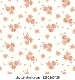 Seamless Flower Pattern With Creamy White Background