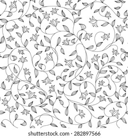 Seamless Flower Pattern, Cute Floral Texture, Lily Background, Vector Illustration