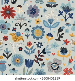Seamless flower pattern. Cute print for textiles, packaging.