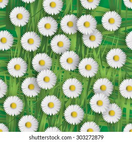 Seamless flower pattern with daisies flowers. Vector illustration