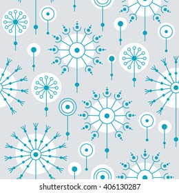 Seamless flower pattern with dandelions. Simple design. Vector illustration.
