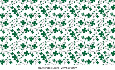 Seamless flower pattern design. green color flower pattern design, cloth, print, cover and rapping paper design with vector.