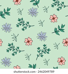 Seamless flower pattern design vector. Floral print for fabric.