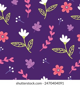 Seamless flower pattern design vector. Floral print for fabric