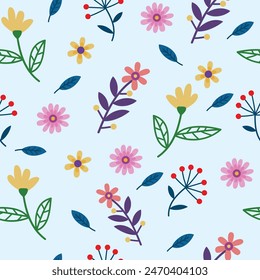 Seamless flower pattern design vector. Floral print for fabric