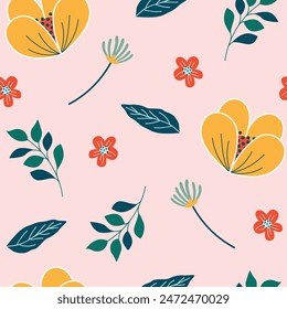 Seamless flower pattern design vector. Floral print for fabric.