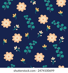 Seamless flower pattern design vector. Floral print for fabric.