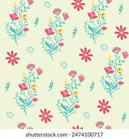 Seamless flower pattern design vector. Floral print for fabric.