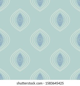 Seamless flower pattern, diamond shape, turquoise background color with blue pattern. Wallpaper, fabric.