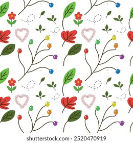 Padrão de flor uniforme com elegantes desenhos florais repetitivos. Perfeito para têxteis, papéis de parede, embalagens e projetos digitais, adicionando um toque natural, delicado e versátil a qualquer trabalho criativo