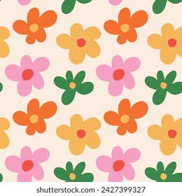 Seamless flower pattern element vector shape doodle floral abstract texture and fabric background illustration