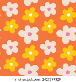 Seamless flower pattern element vector shape doodle floral abstract texture and fabric background illustration