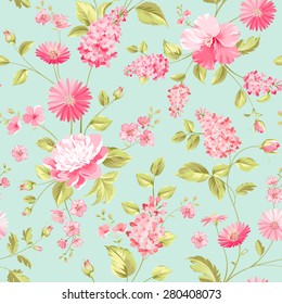 Seamless flower pattern for fabric design. Vector illustration.